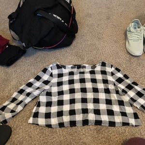American Apparel gingham button blouse crop top